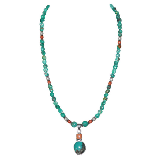 Paige Wallace Coral & Turquoise Pendant Necklace 316C