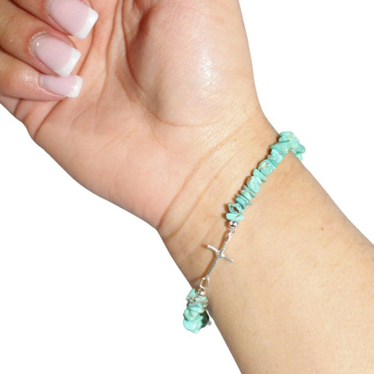 Paige Wallace Petite Cross Turquoise Bracelet 212B