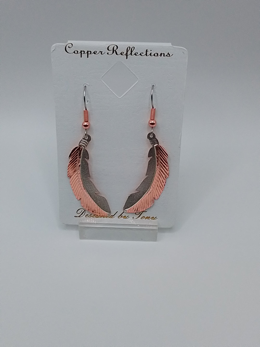 Copper Reflections Copper & Silver Feather Earrings SF-09sp