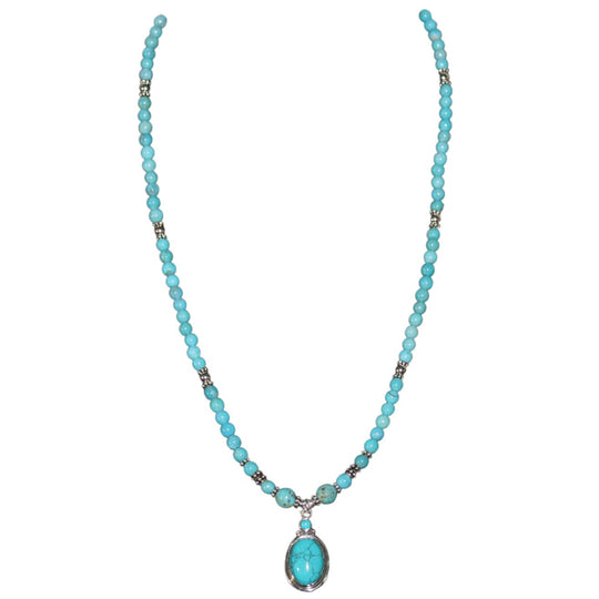 Paige Wallace Turquoise Oval Pendant Necklace 341C