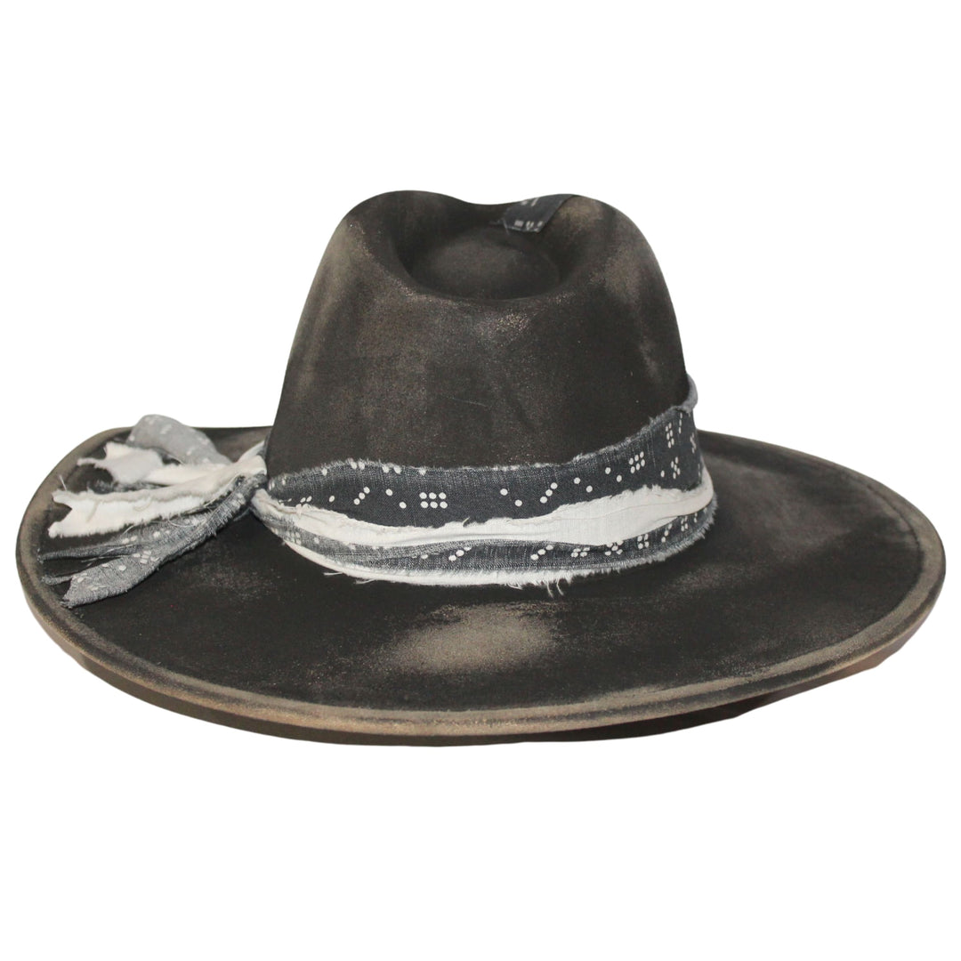 Betsy Simmons Black Fated Wool Flat Brim