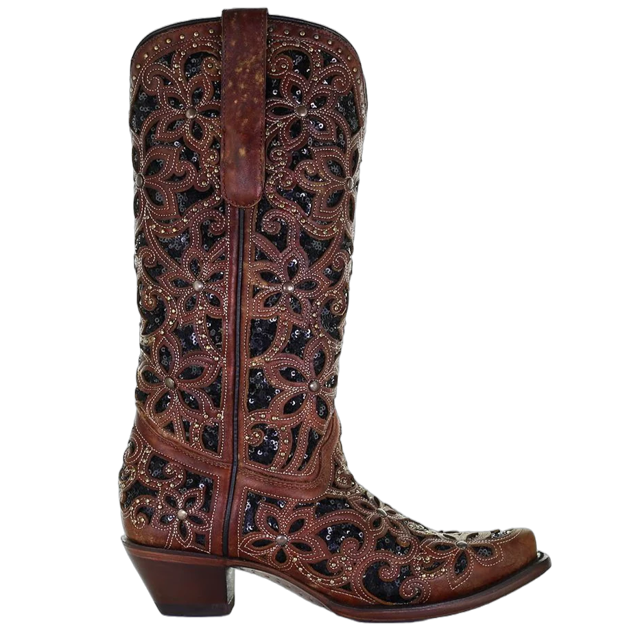 Corral Tan and Black Glitter Boot A4083