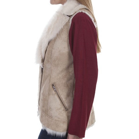 Scully Faux Fur Beige Women's Vest 8000