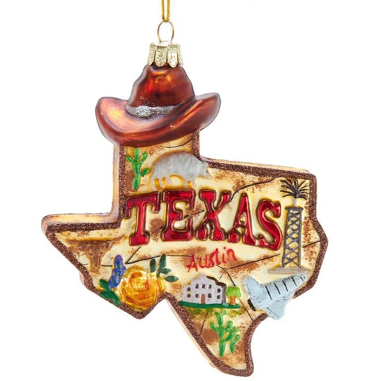 Kurt Adler Glass Texas Christmas Ornament C7589