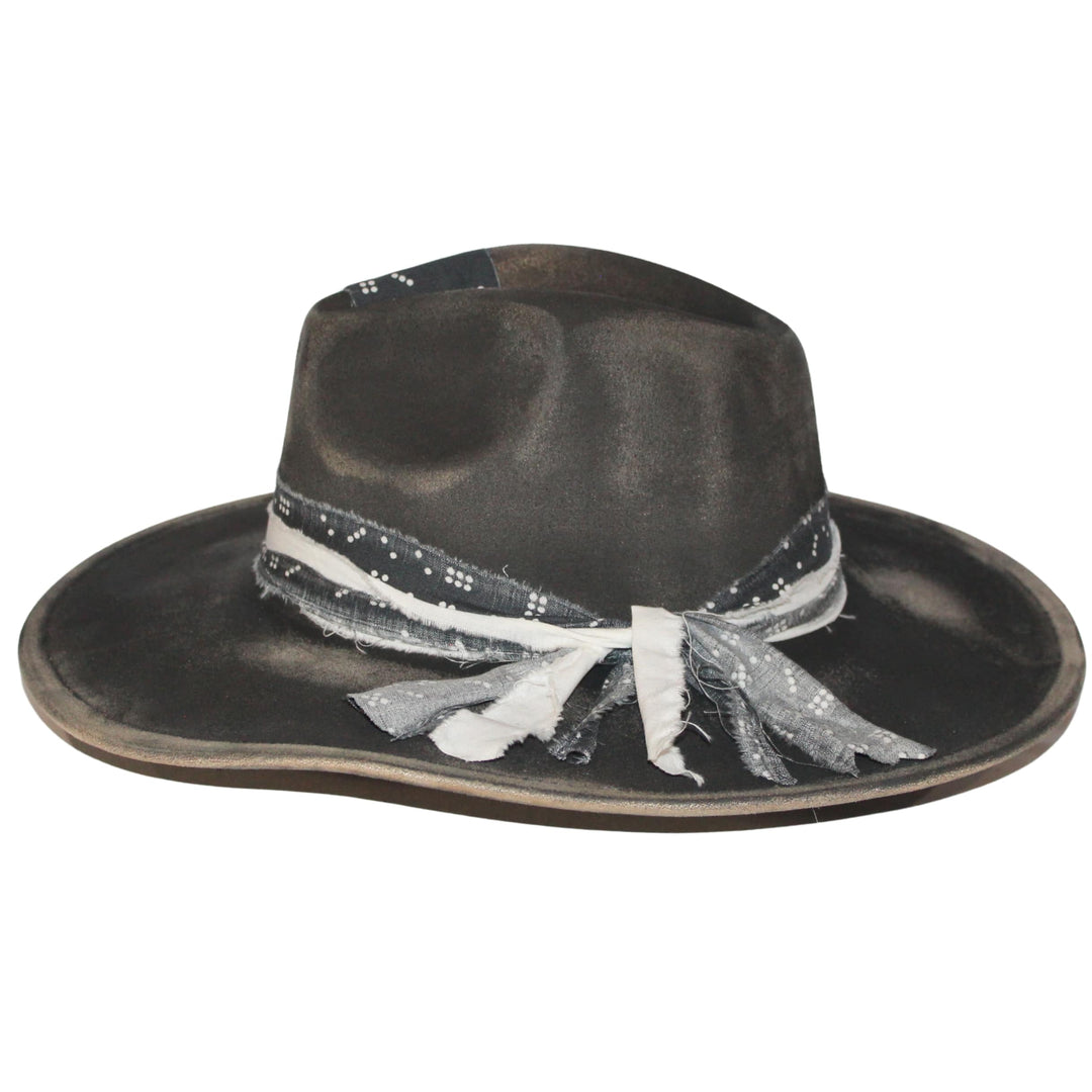 Betsy Simmons Black Fated Wool Flat Brim