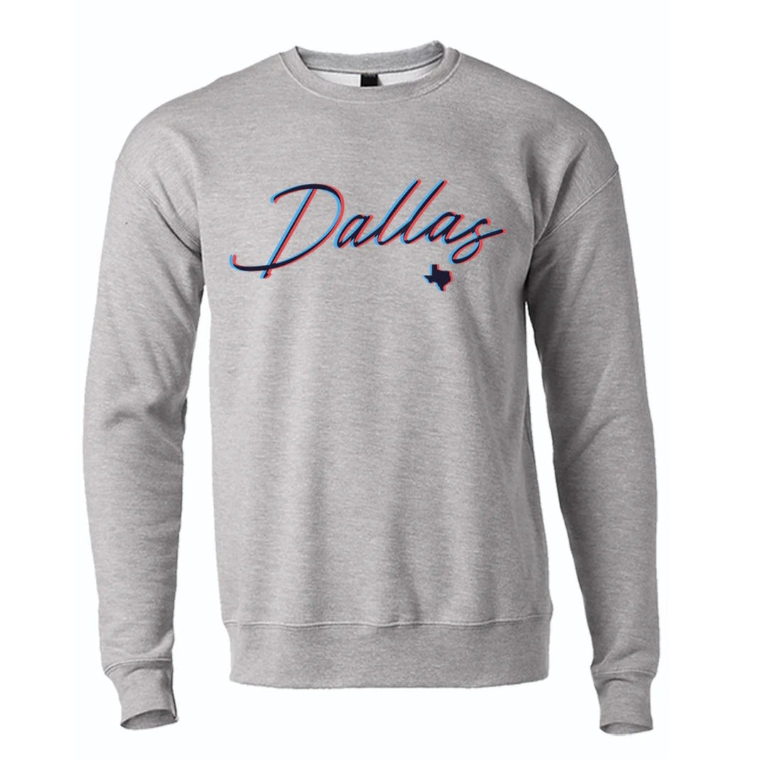 Bullzerk Unisex Grey 3D Dallas Crew Sweater OW-117