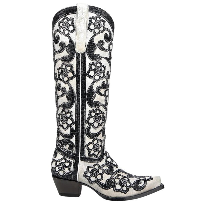 Corral Black Floral Overlay Tall Women's Boot A4866