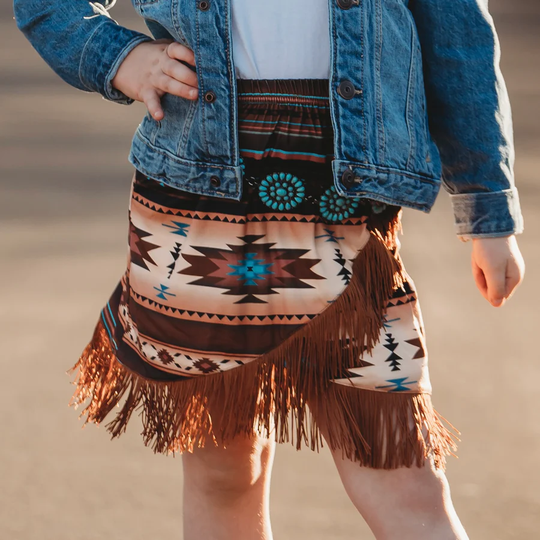 Shea Baby Aztec Suede Fringe Girl's Skirt FS03