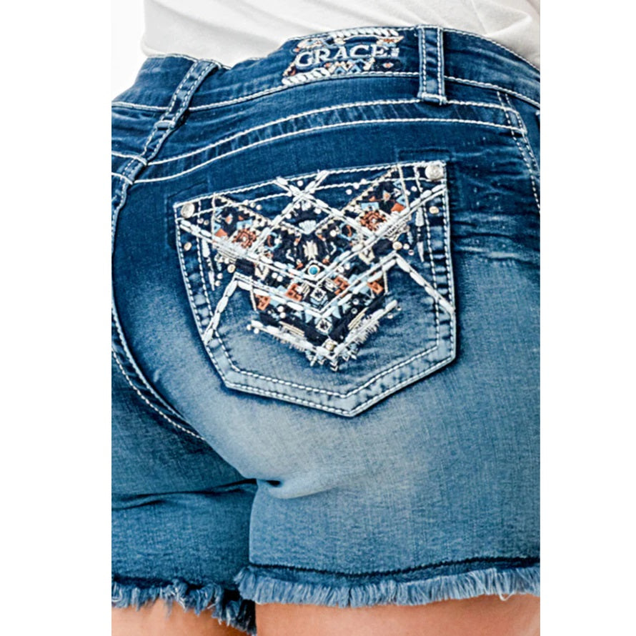 Grace in LA Whimsical Denim Women's Shorts EH61590