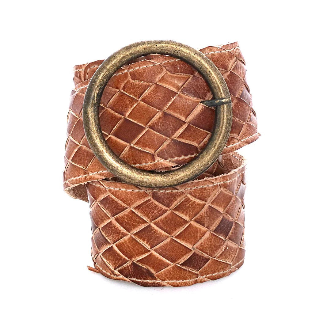 Bed Stu Brown Leather Belt with Brass-Tone Rounded Buckle Bedstu Meander Distressed Leather Belt, Tan Rustic - Brown  main image 3