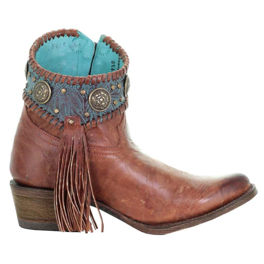 Corral Fringe Concho Bootie A3196