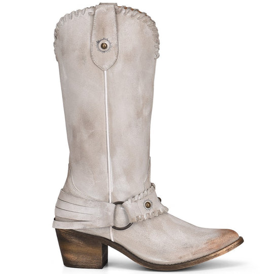 Corral White Distressed Suede Boot Q0207