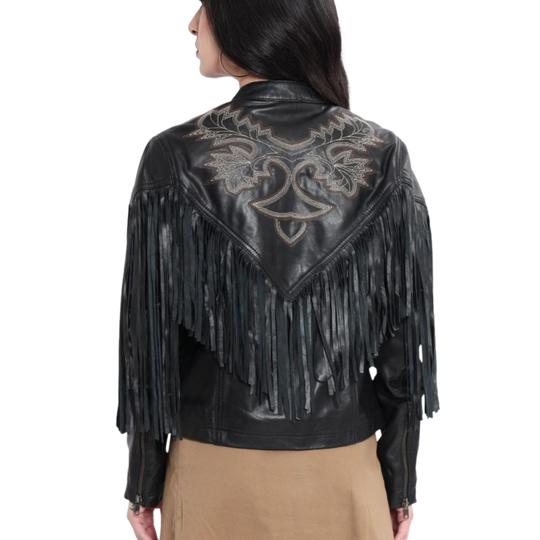 Myra Blackverse Leather Fringe Jacket S-6130