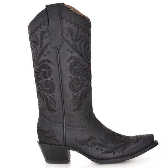 Circle G Classic Black Suede Embroidery Women's Boot L5433