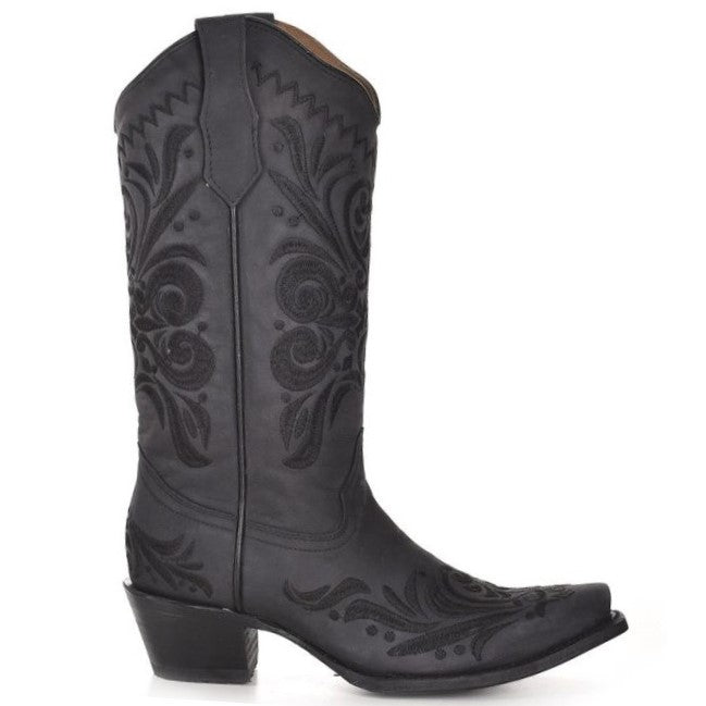 Circle G Classic Black Suede Embroidery Women's Boot L5433