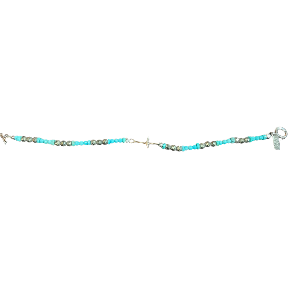 Paige Wallace Tiny Cross Turquoise Stone Bracelet 342B