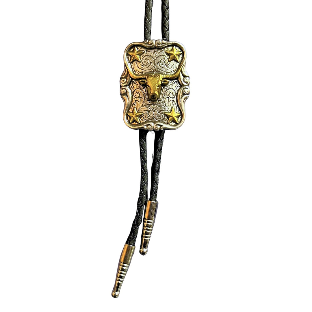 M&F Rectangle Longhorn Star Bolo Tie 22822