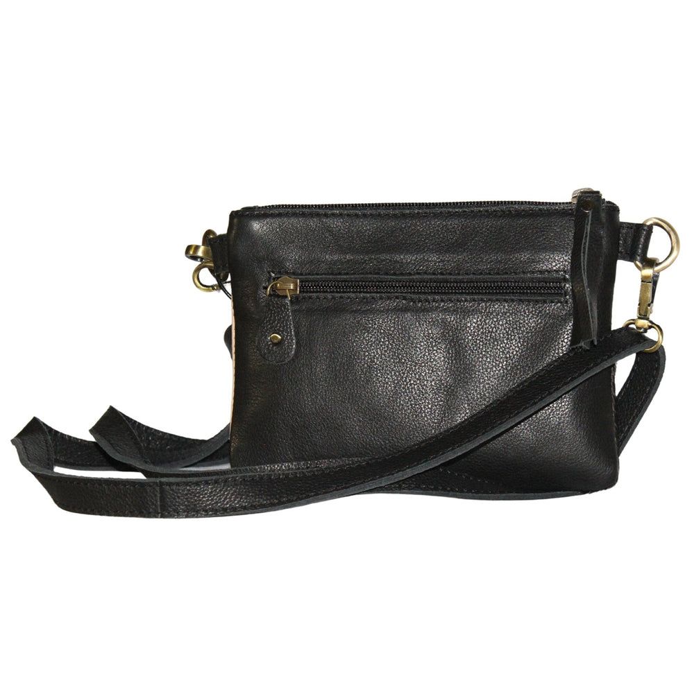 BS Trading Embossed Leather Edge Black Crossbody BS1644