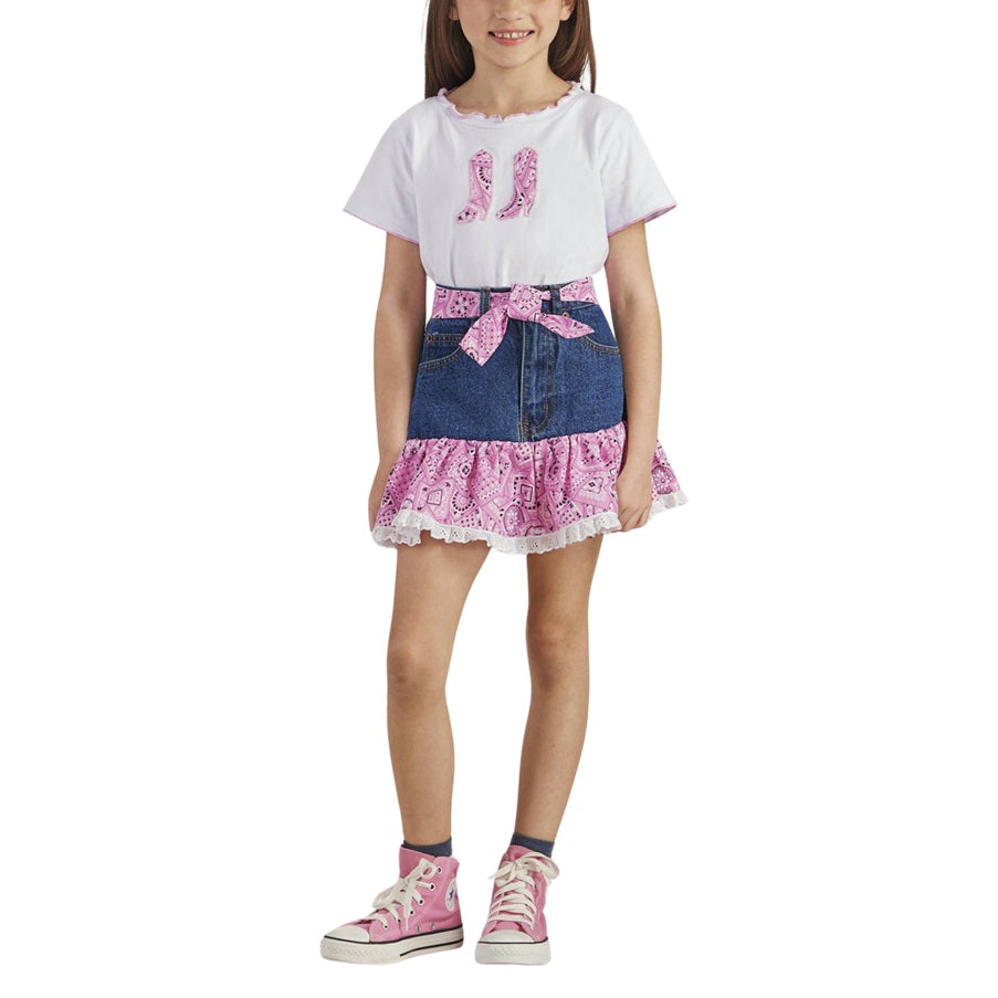 Kiddie Korral Pink Bandana Denim Girl's Set