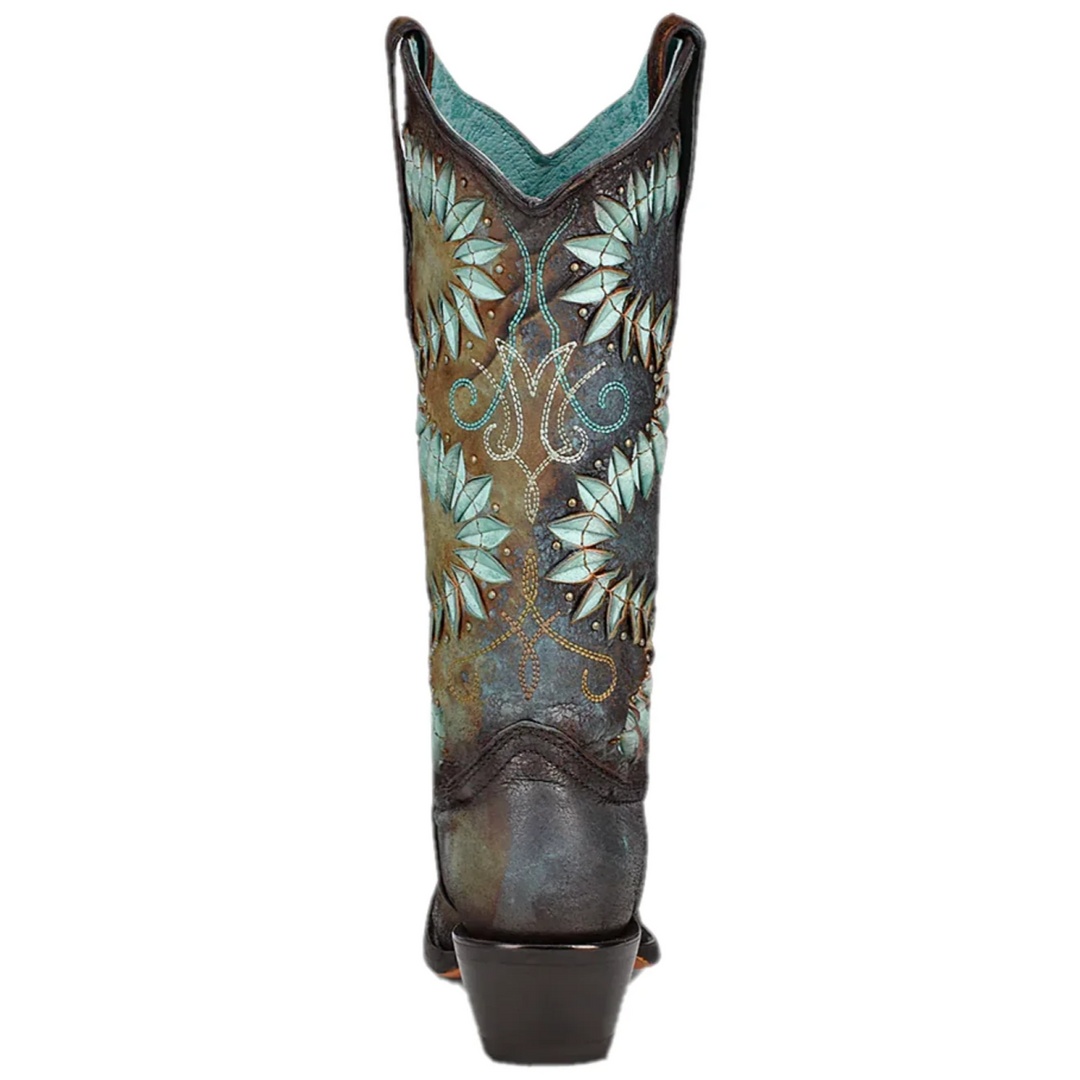 Corral Brown and Turquoise Floral Embroidery Women's Boot C3879