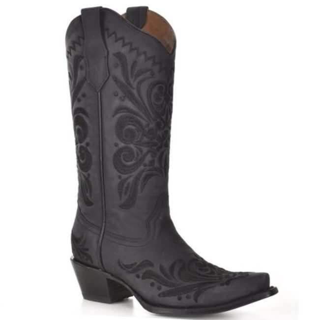 Circle G Classic Black Suede Embroidery Women's Boot L5433