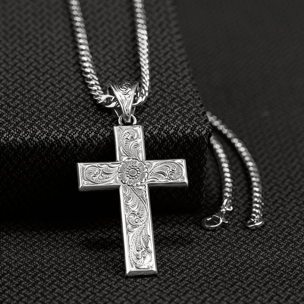 Twister Silver Cross Necklace 32106