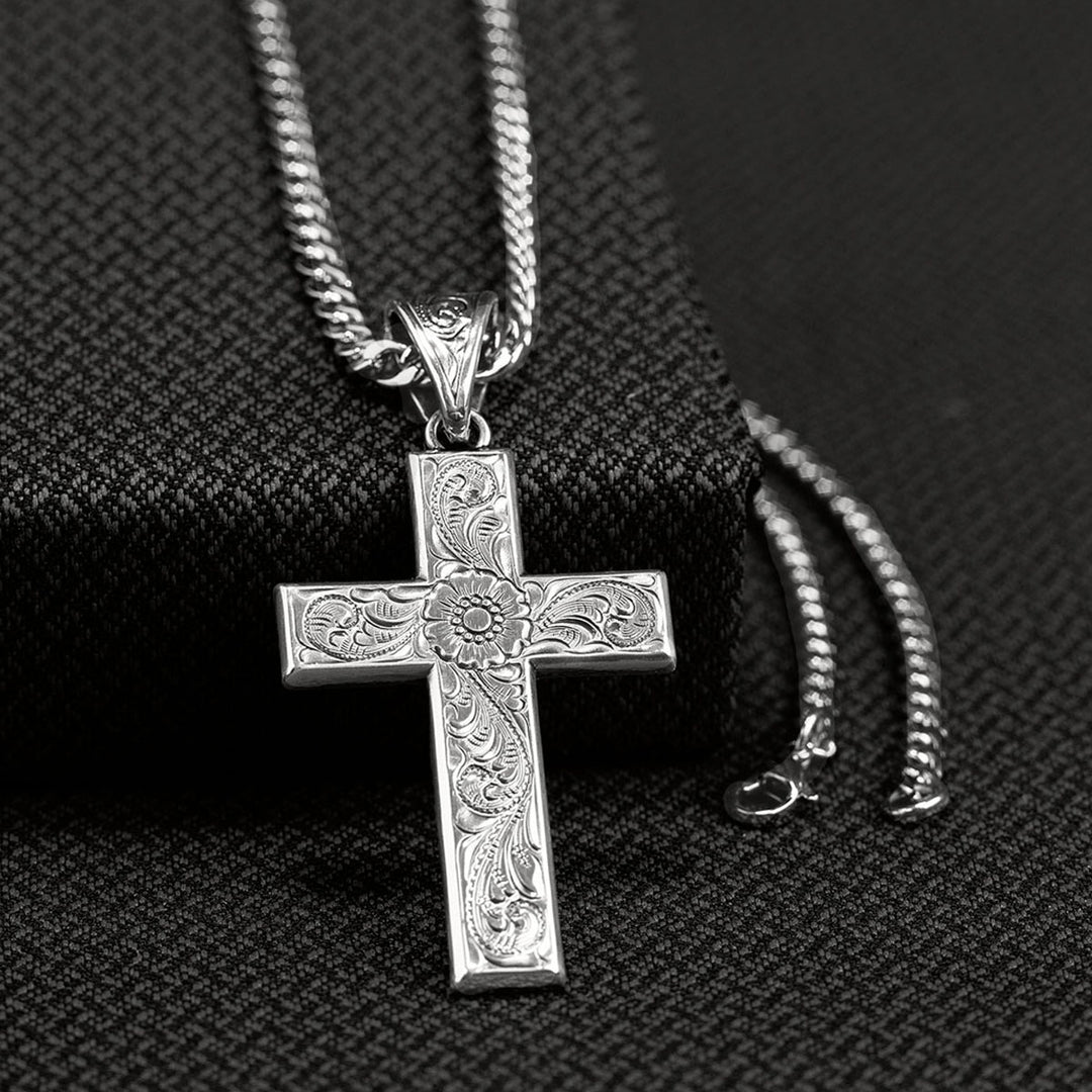 Twister Silver Cross Necklace 32106