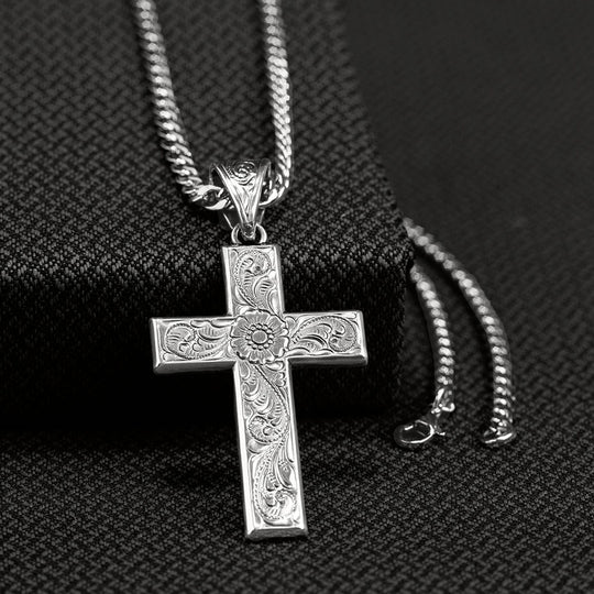 Twister Silver Cross Necklace 32106