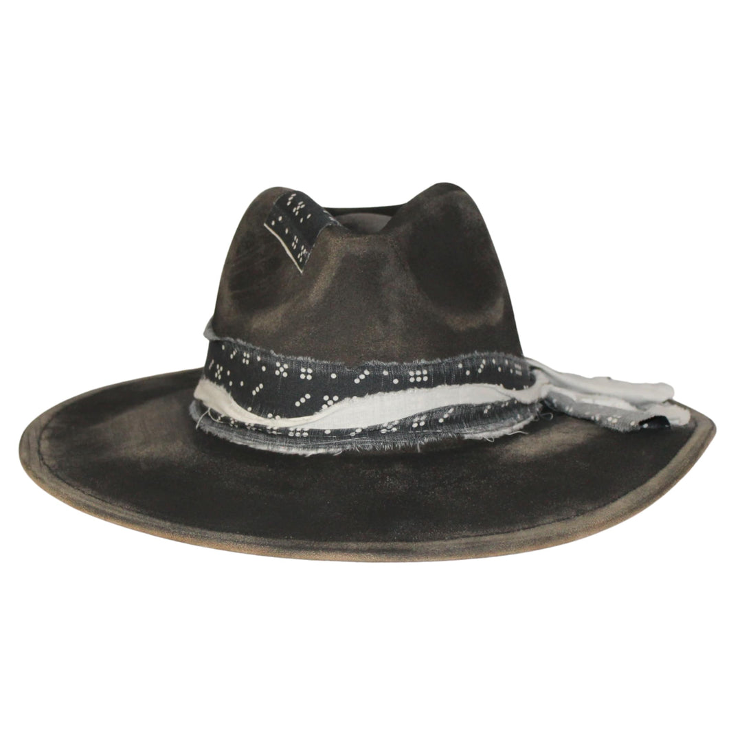 Betsy Simmons Black Fated Wool Flat Brim