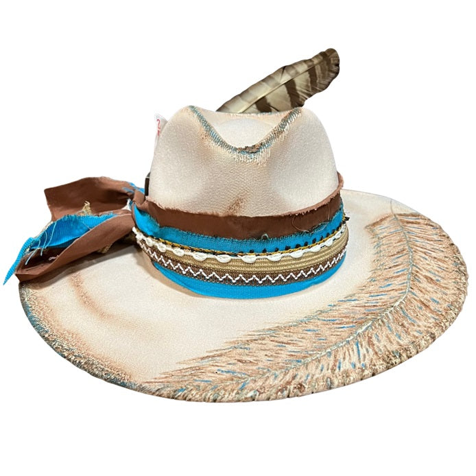 Betsy Simmons "Feather & Frills" Wool Flat Brim
