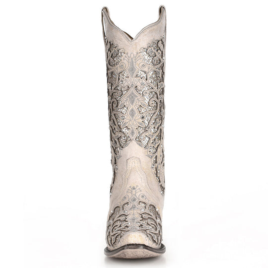 Corral White Glitter Inlay Women's Boot A3322