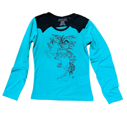 Roper Turquoise Cowgirl Girl's Long Sleeve 03-009-0514-6107