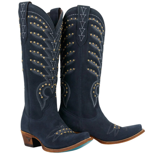 Lane Squash Blossom Stud Navy Suede Woman's Boot LB0530C