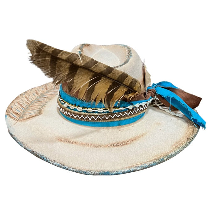 Betsy Simmons "Feather & Frills" Wool Flat Brim
