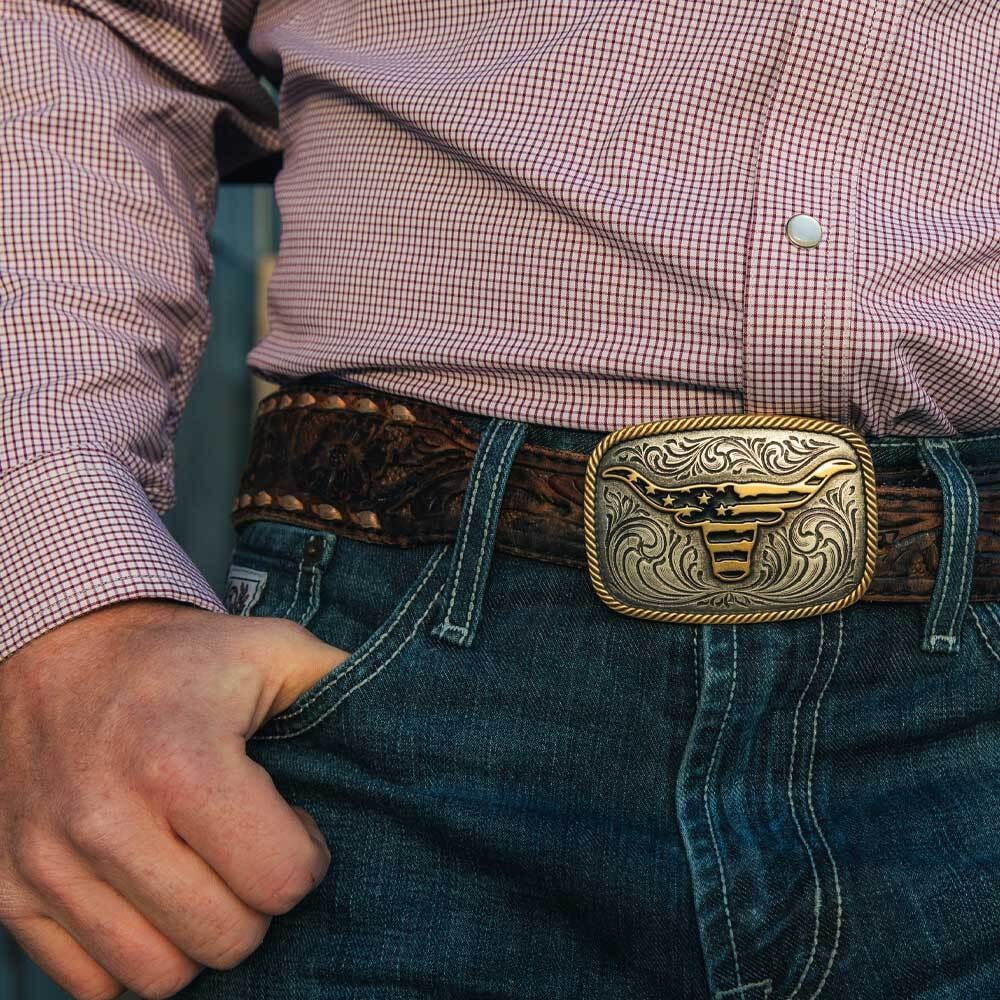 Montana Silversmith Western Patriotic Longhorn Buckle A1054P