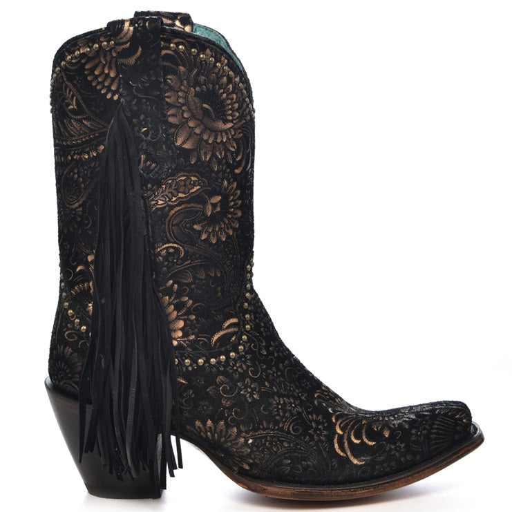 Corral Black Flora Fringe Women's Boot A4492