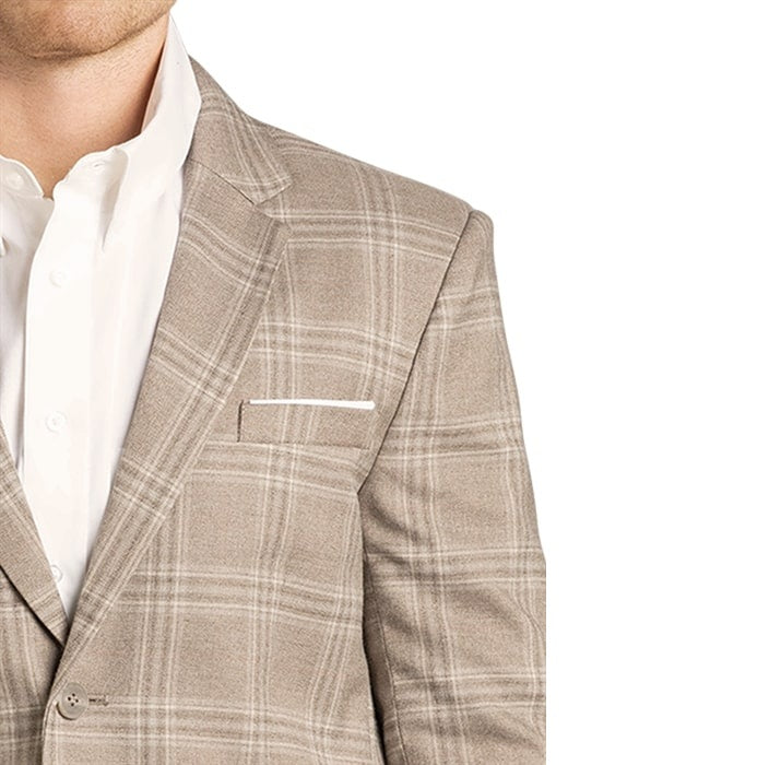 Rock & Roll Plaid Taupe Men's Blazer BM96C07381