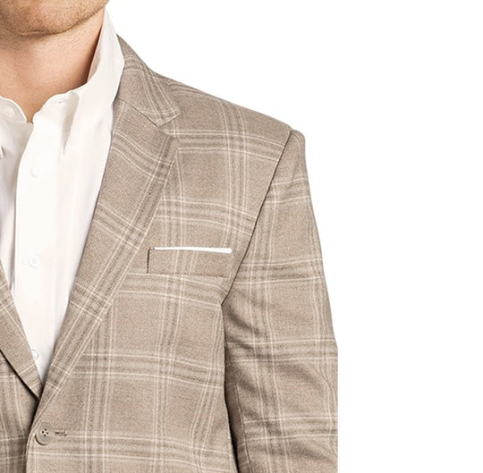 Rock & Roll Plaid Taupe Men's Blazer BM96C07381