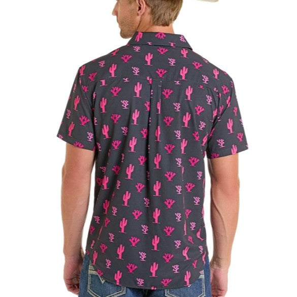 Rock & Roll Cactus Print Men's Western Snap BMB3S06441