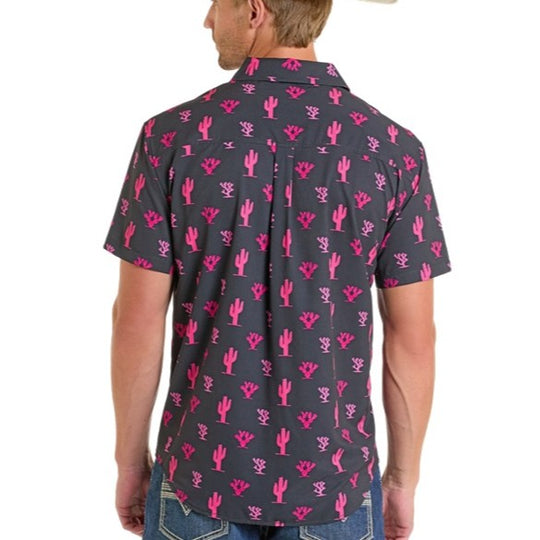 Rock & Roll Cactus Print Men's Western Snap BMB3S06441