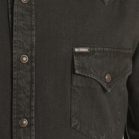 Rock & Roll Solid Black Denim Men’s Western Snap Bmn2s03703