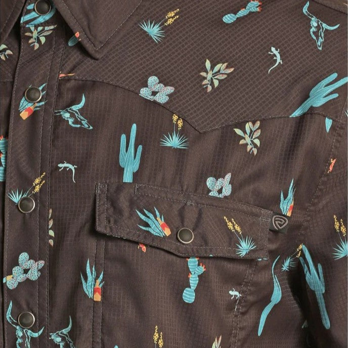 succulent button up shirt Rock & Roll Desert Cactus Men's Button Up BMN3S04221 – Wild Bill's Western Store