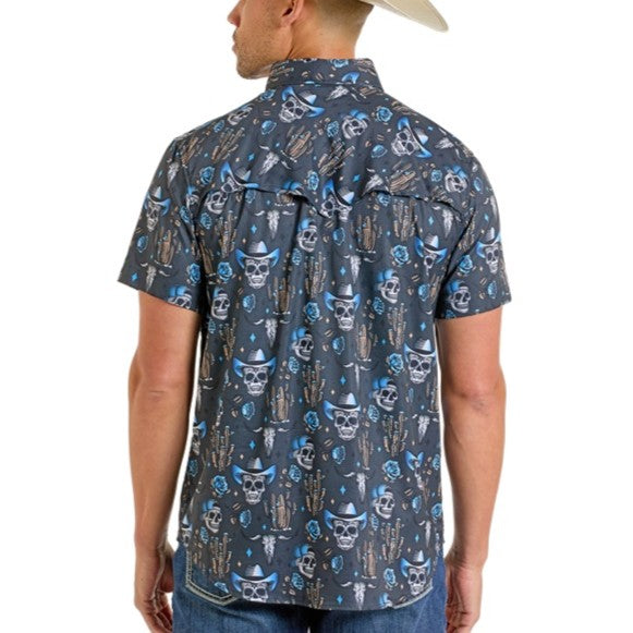 Rock & Roll Skull Cowboy Men's Western Snap BMN3S06431
