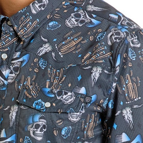 Rock & Roll Skull Cowboy Men's Western Snap BMN3S06431
