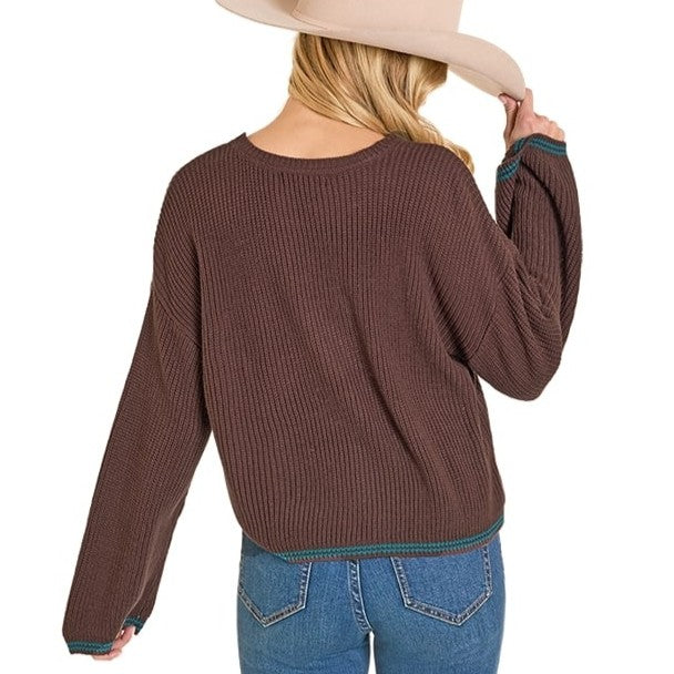 Rock & Roll Chocolate Howdy Women's Sweater BW32T07770