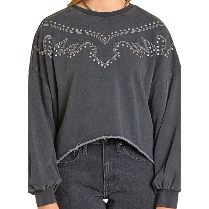 Rock & Roll Boot Studded Women's Pullover BW91T06995