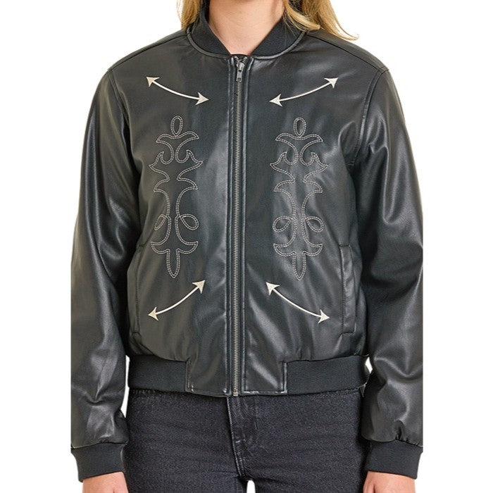 Rock & Roll Pleather Bomber Women's Jacket BW92C06966