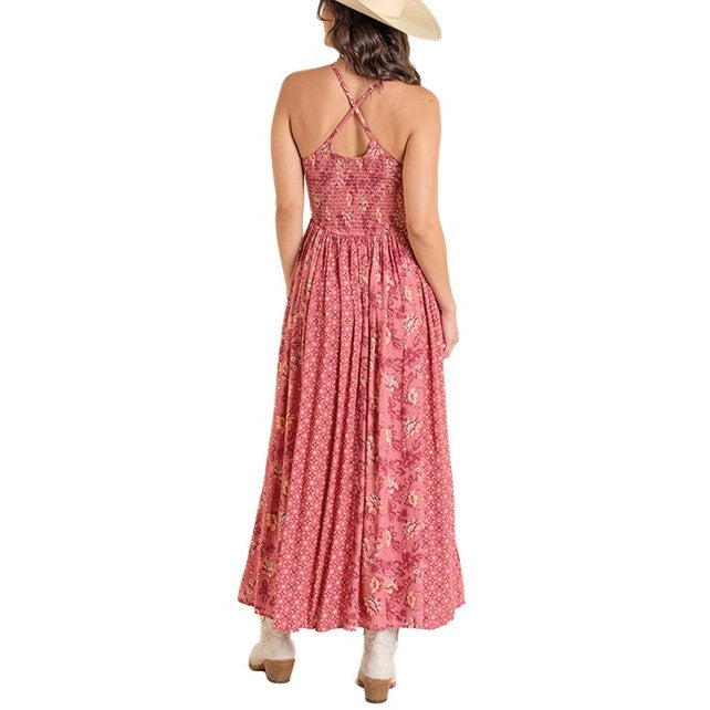 Rock & Roll Mixed Print Maxi Women's Dress BWD0R06266