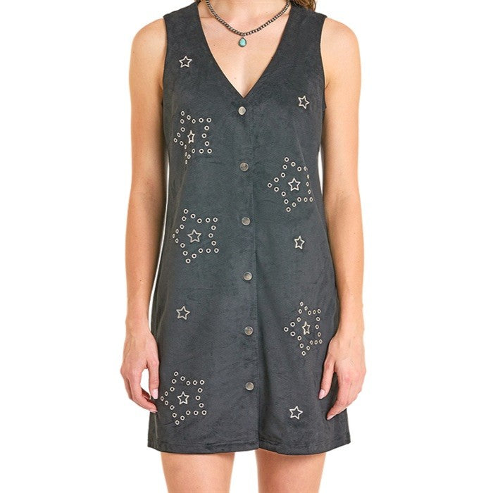 Rock & Roll Grommet Starred Women's Dress BWD0R06973