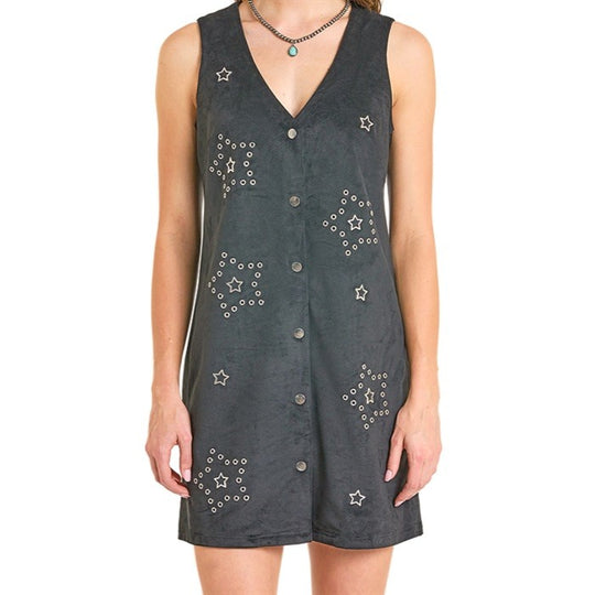 Rock & Roll Grommet Starred Women's Dress BWD0R06973